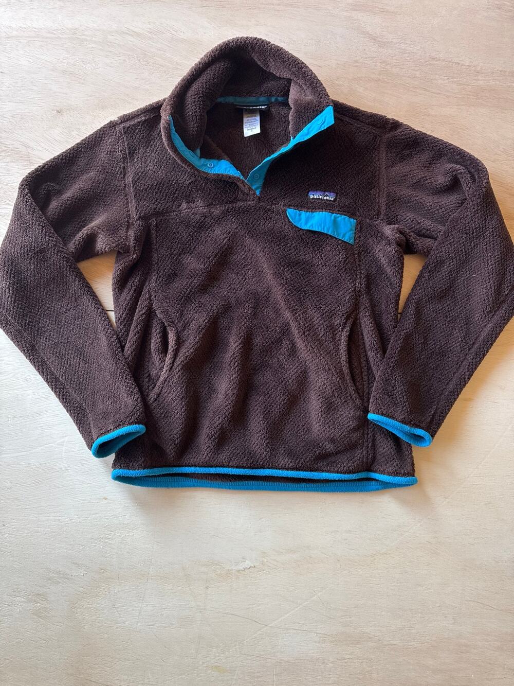 Patagonia Re-Tool Snap-T Polartec Fleece Womens S Brown Turquoise Pullover